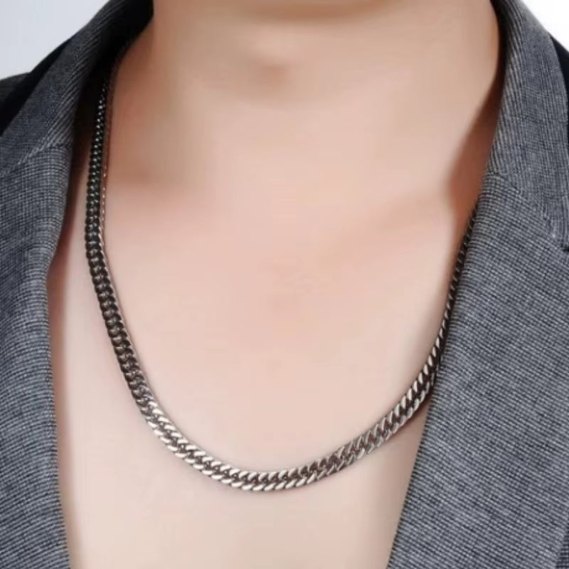 8Mm-14Mm Thick Stainless Steel Cuban Chain Necklace for Men Punk Neck Male Chains Jewelry Accessories
