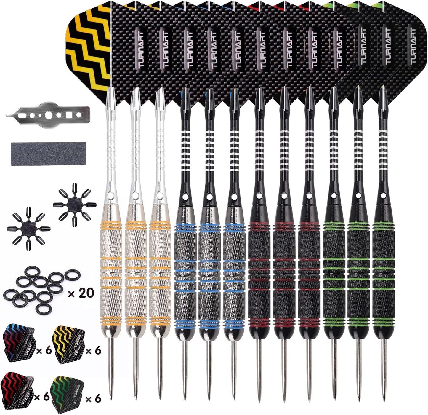 Darts Metal Tip Set - Steel Tip Darts Darts Set Professional Metal Darts 12 Pcs 22/24 Grams Pro Dart Set with Stylish Case Aluminum Shafts Extra 9 Flights