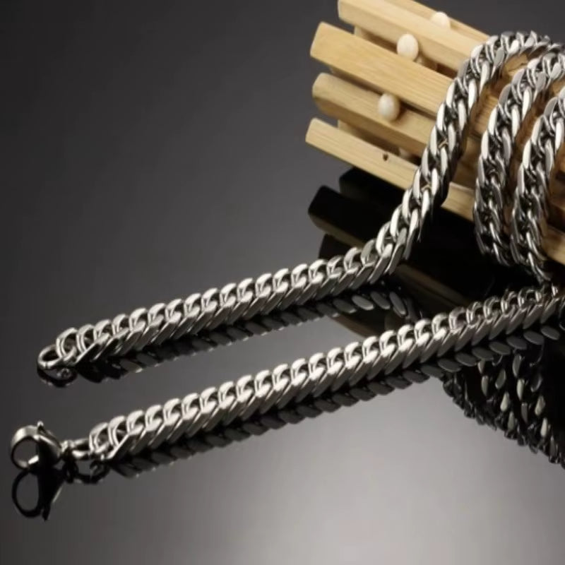 8Mm-14Mm Thick Stainless Steel Cuban Chain Necklace for Men Punk Neck Male Chains Jewelry Accessories