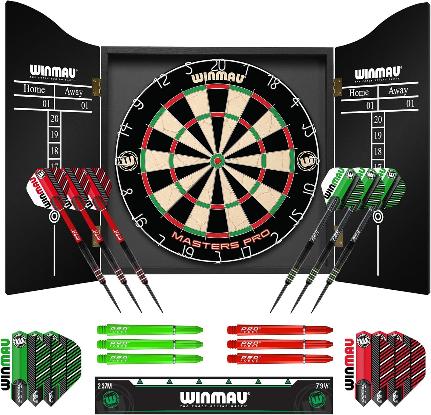 Darts - Masters Pro Premium Bristle Dartboard Set - Includes Dart Board, Darts, Flights, Shafts and Oche Strip - Professional Steel Tip Dartboard Set for Adults