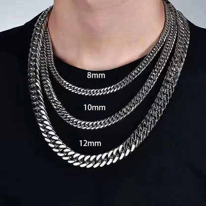 8Mm-14Mm Thick Stainless Steel Cuban Chain Necklace for Men Punk Neck Male Chains Jewelry Accessories
