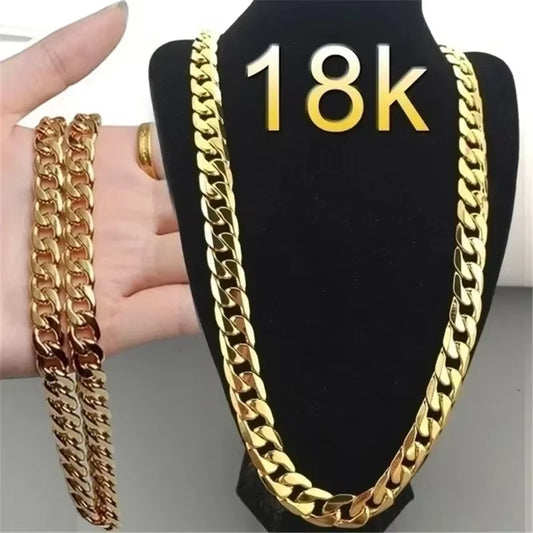 Special Offer 18K Gold Necklaces 925 Stamp Silver Color Classic 8MM Sideways Chain for Men Woman Fine Jewelrys Wedding Party