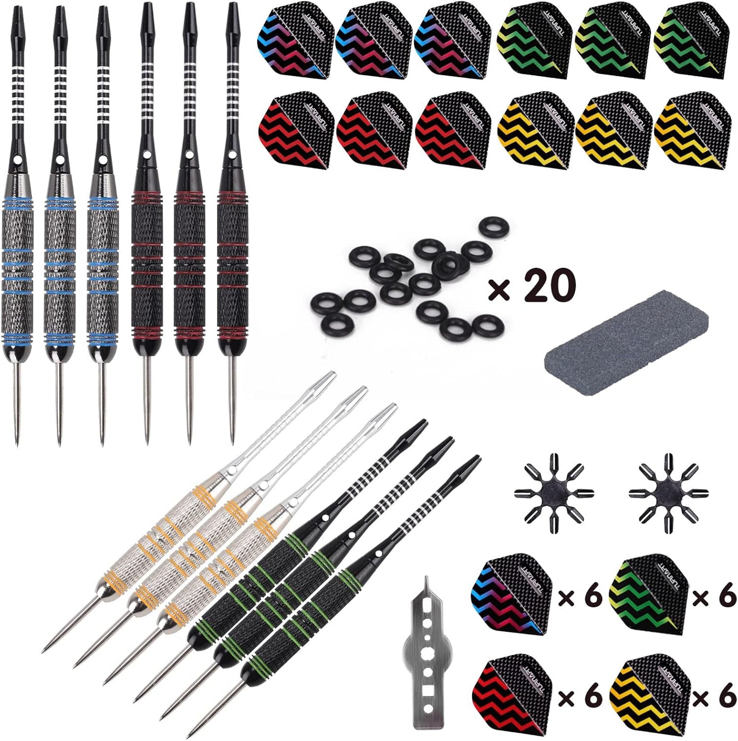 Darts Metal Tip Set - Steel Tip Darts Darts Set Professional Metal Darts 12 Pcs 22/24 Grams Pro Dart Set with Stylish Case Aluminum Shafts Extra 9 Flights