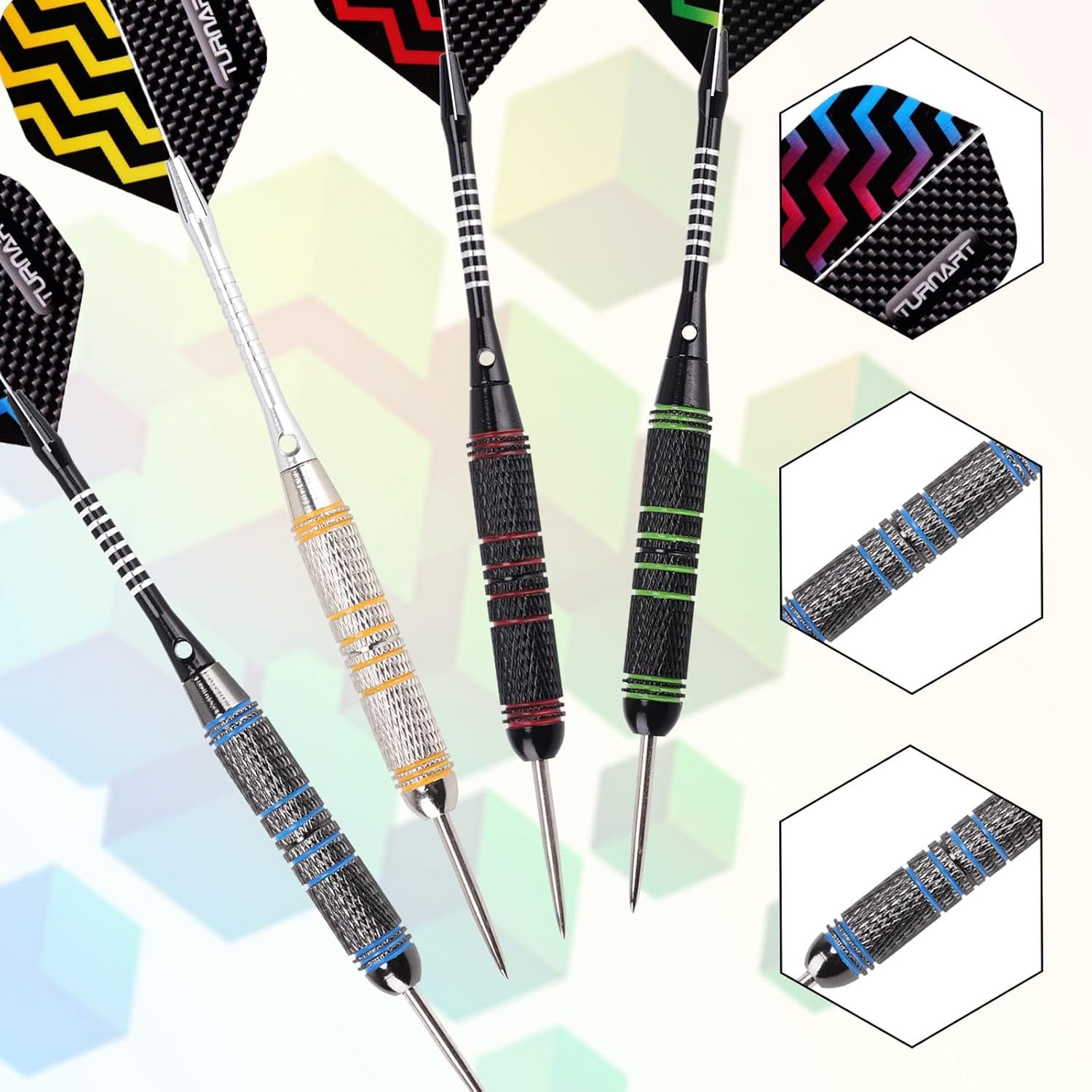 Darts Metal Tip Set - Steel Tip Darts Darts Set Professional Metal Darts 12 Pcs 22/24 Grams Pro Dart Set with Stylish Case Aluminum Shafts Extra 9 Flights