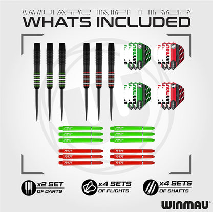 Darts - Masters Pro Premium Bristle Dartboard Set - Includes Dart Board, Darts, Flights, Shafts and Oche Strip - Professional Steel Tip Dartboard Set for Adults