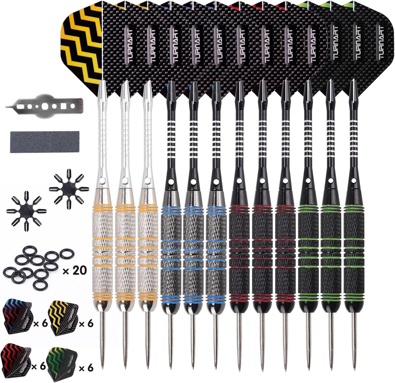 Darts Metal Tip Set - Steel Tip Darts Darts Set Professional Metal Darts 12 Pcs 22/24 Grams Pro Dart Set with Stylish Case Aluminum Shafts Extra 9 Flights