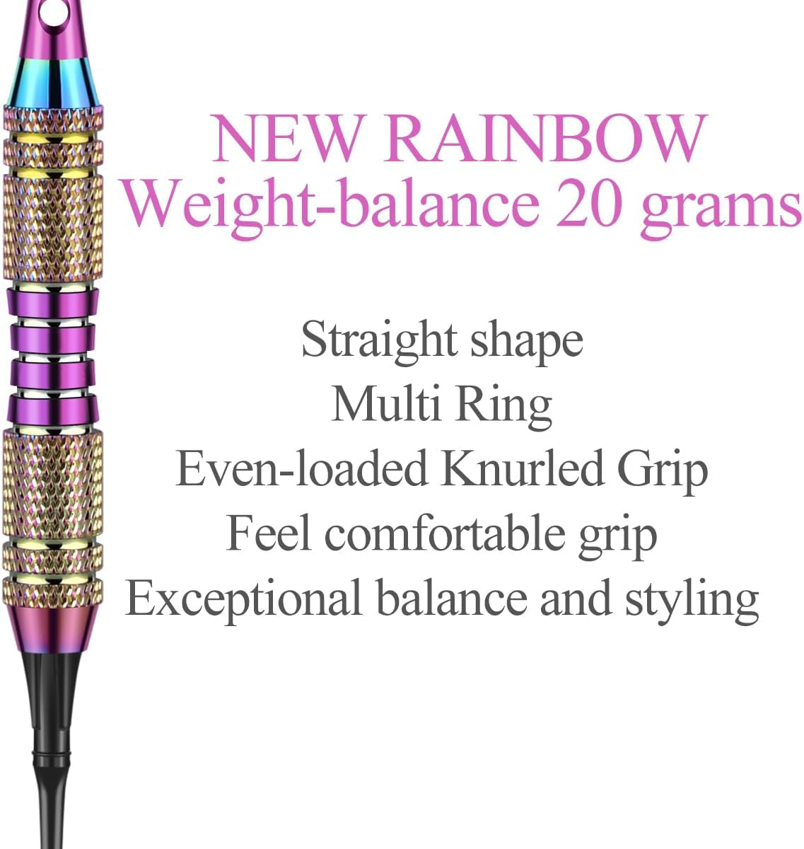 Soft Tip Darts Set 18/20 Grams W/ 50 O-Rings - Green/Purple/Red/Blue/Black Aluminum Shafts + 6 Standard Flights + 30 Soft Tips + Portable Case for Electronic Dart Board