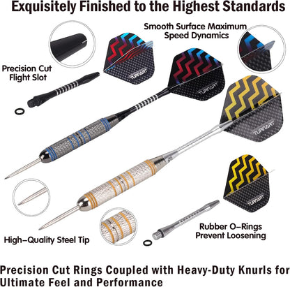 Darts Metal Tip Set - Steel Tip Darts Darts Set Professional Metal Darts 12 Pcs 22/24 Grams Pro Dart Set with Stylish Case Aluminum Shafts Extra 9 Flights