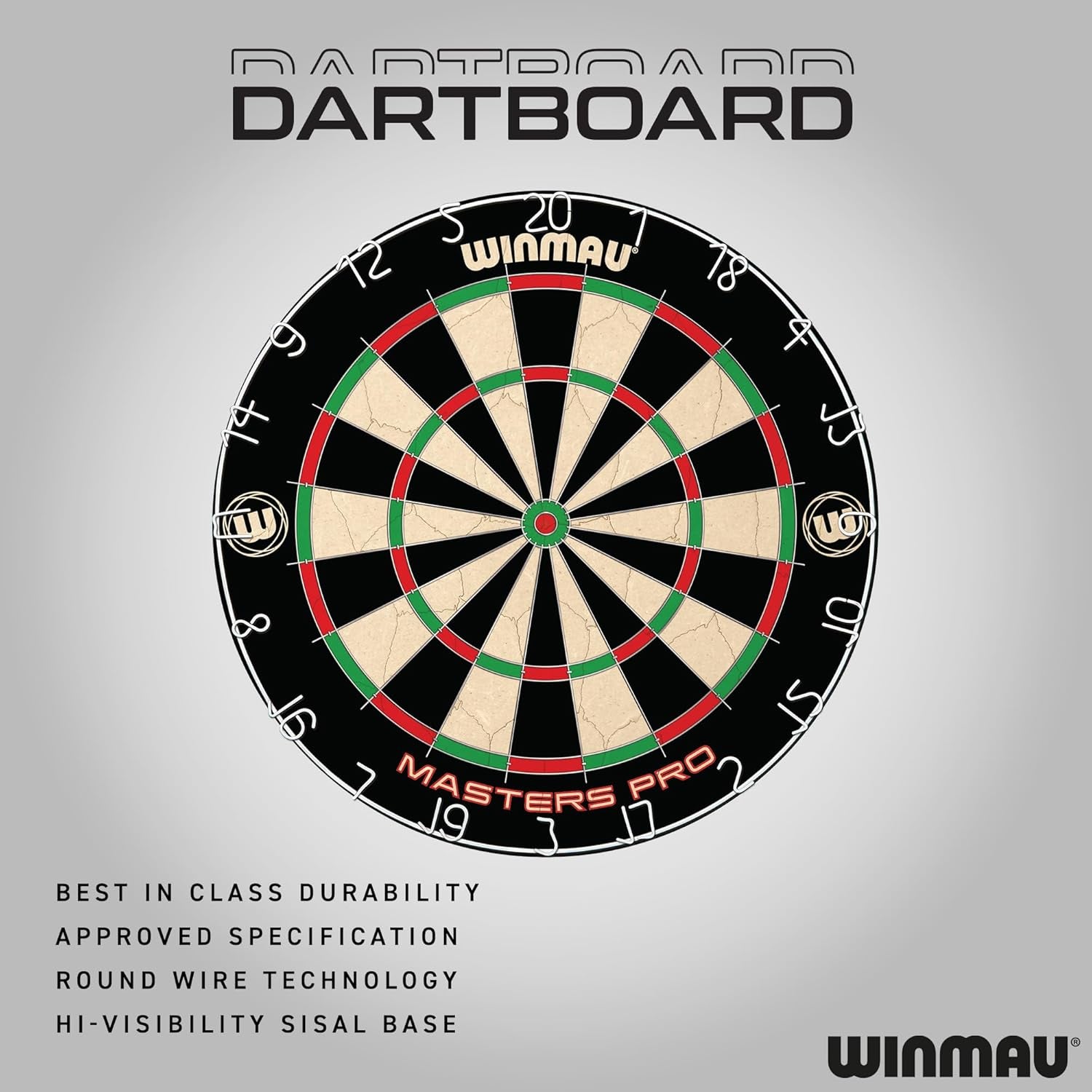 Darts - Masters Pro Premium Bristle Dartboard Set - Includes Dart Board, Darts, Flights, Shafts and Oche Strip - Professional Steel Tip Dartboard Set for Adults